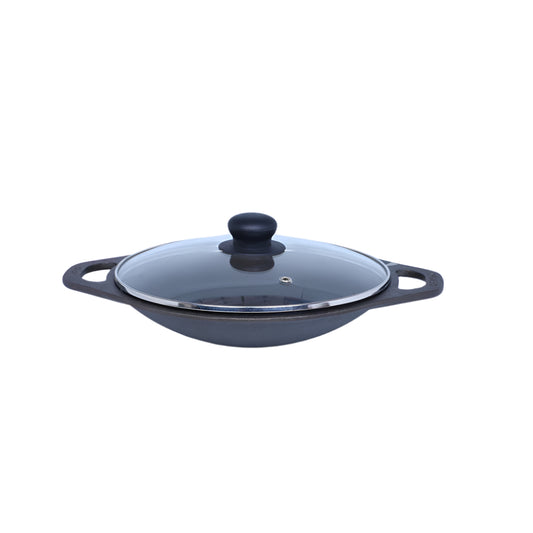 Vasanthamaaligai Appam pan-Crafted Cast Iron Cookware Collection: Premium Elegance with Glass Lids